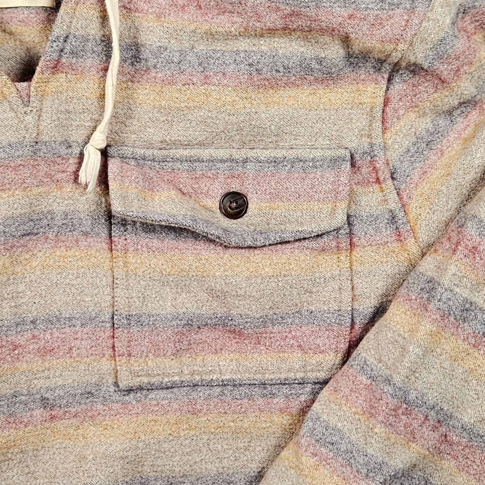 Marine Layer Hoodie Mens Small Striped Multicolor Baja Pockets Casual Beach - Picture 4 of 11